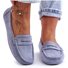 Mocassins femme en daim bleus Lenvie
