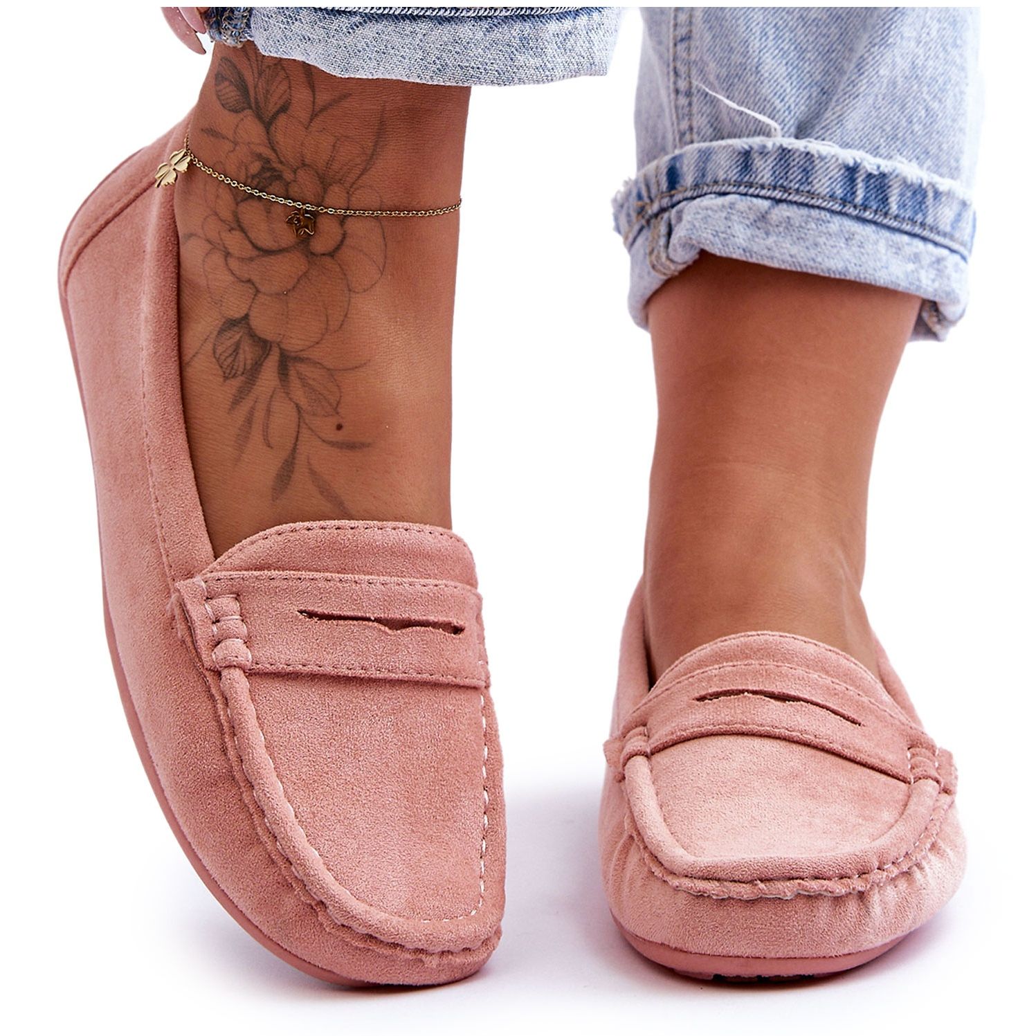 Mocassins en daim pour femme Rose clair Lenvie