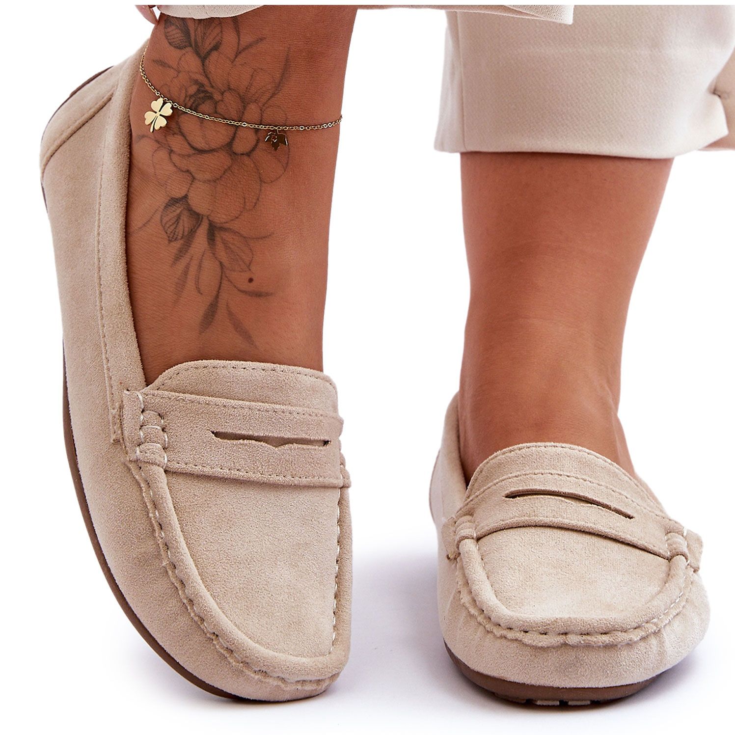 Mocassin femme beige en discount daim