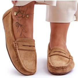 Mocassins camel en daim pour femme brun