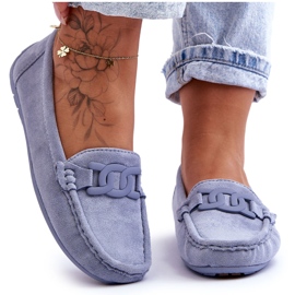 Mocassins en daim bleu Rabell à la mode pour femmes