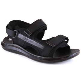 Sandales de sport pour hommes noires avec velcro News 23MN02-5801 le noir
