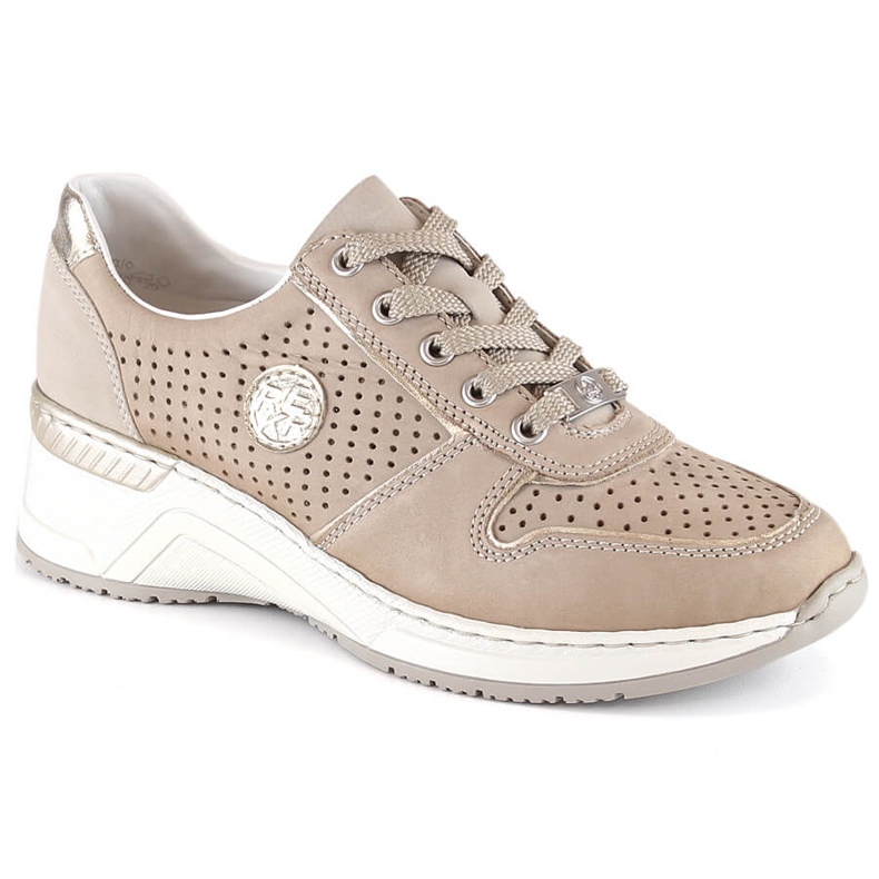 Chaussures de sport compensées ajourées beige femme Rieker N4346-60
