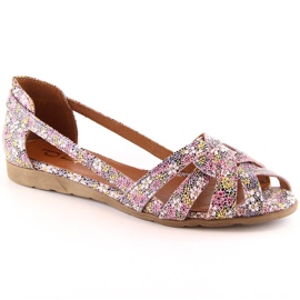 Sandales à enfiler en cuir multicolores pour femmes Dolce Pietro AH195