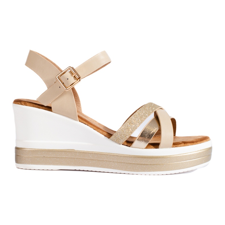 Sandales compensées Shelovet beiges, femmes