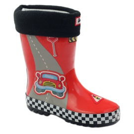 American Club Wellies isolées avec une chaussette Red Car blanc noir rouge gris