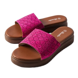 Sliders ajourés rose foncé avec zircons d'Irvine