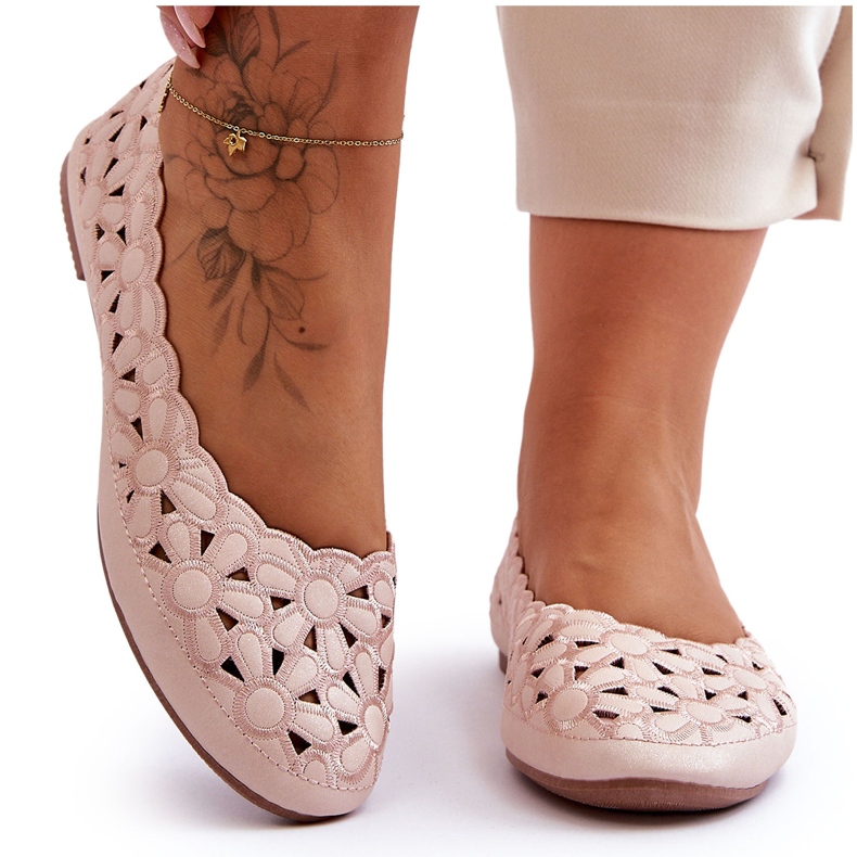 PE1 Ballerines Brillantes Ajourées pour Femme Rose Visionary