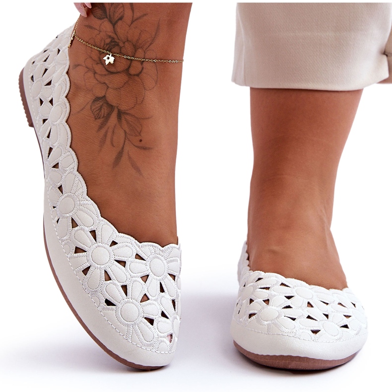 PE1 Ajouré Glossy Ballerine Femme Blanc Visionnaire blanche