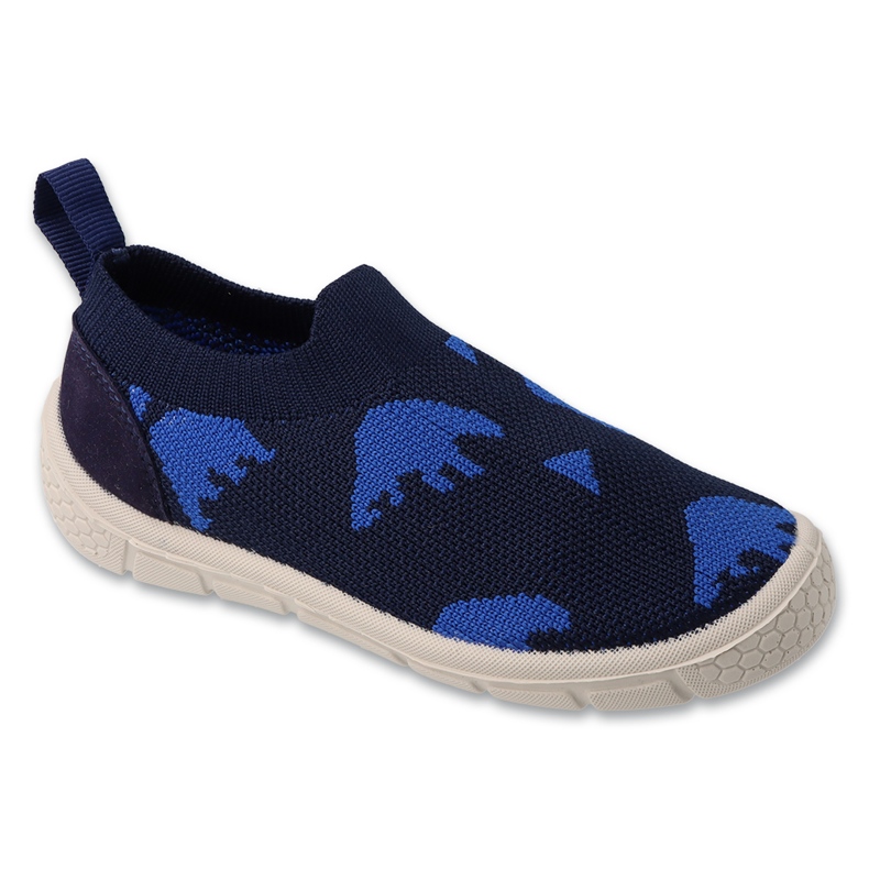Chaussons enfant Befado, bleu marine 102X006, appliqué ours bleu