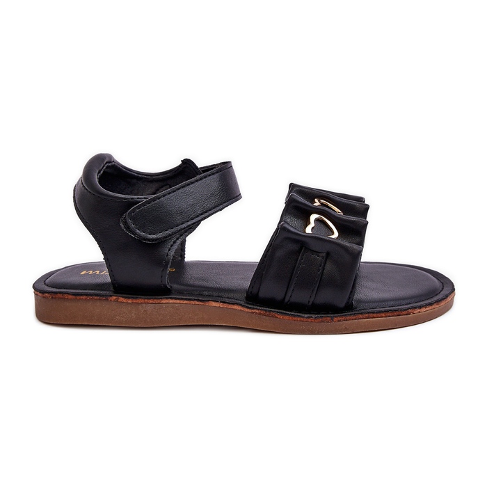 Sandales Enfant Avec Velcro Coeurs Noir Havane le noir Sandales Enfant Avec Velcro Coeurs Noir Havane le noir