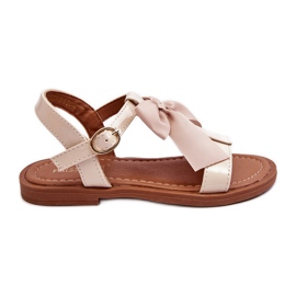 Sandales enfant laquées à nœud, beige Netina