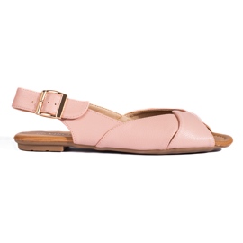 Sandales plates roses en simili cuir Vinceza