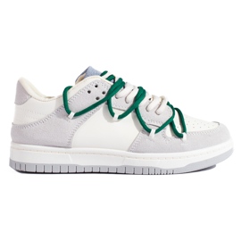 Baskets Shelovet à lacets verts blanc