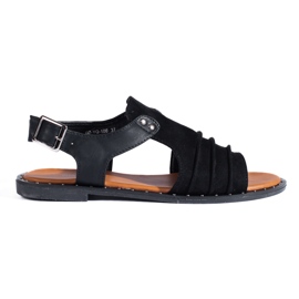 Sandales en daim noir Shelovet le noir