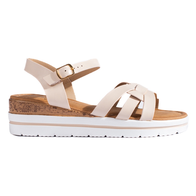 Sandales pour femmes à semelle compensée basse Shelovet beige