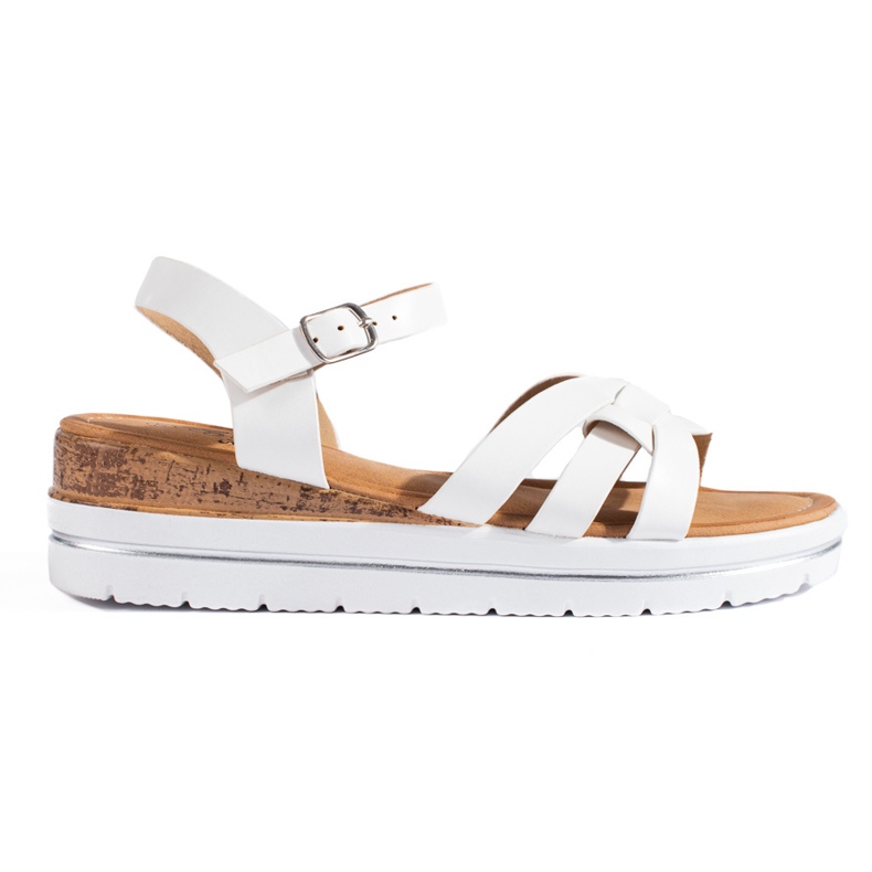 Sandales compensées basses Shelovet, blanches, femmes