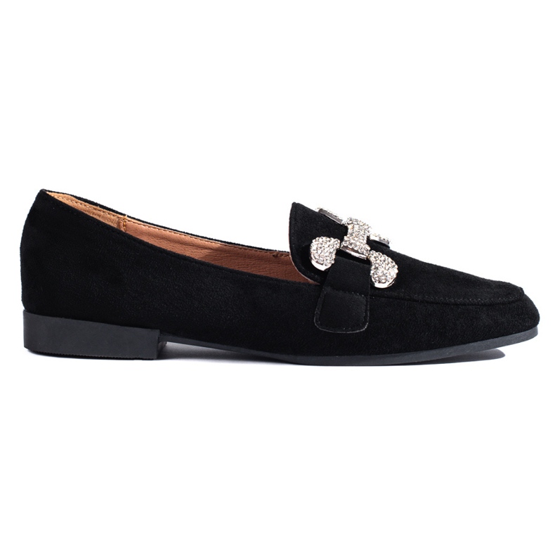 Mocassins en daim noir Shelovet avec une boucle le noir