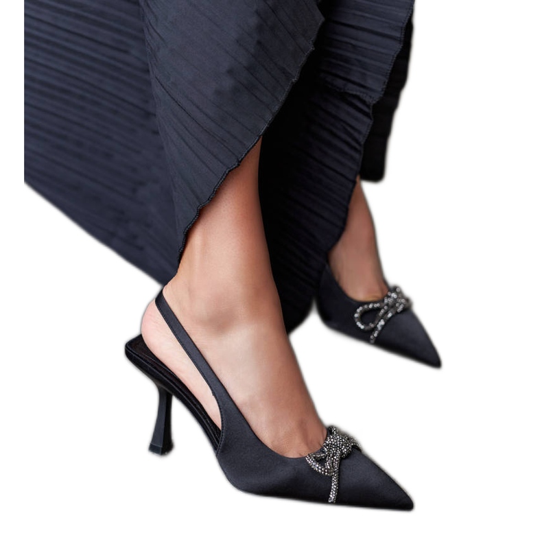 Sandales noires à talons hauts avec nœud Didier le noir