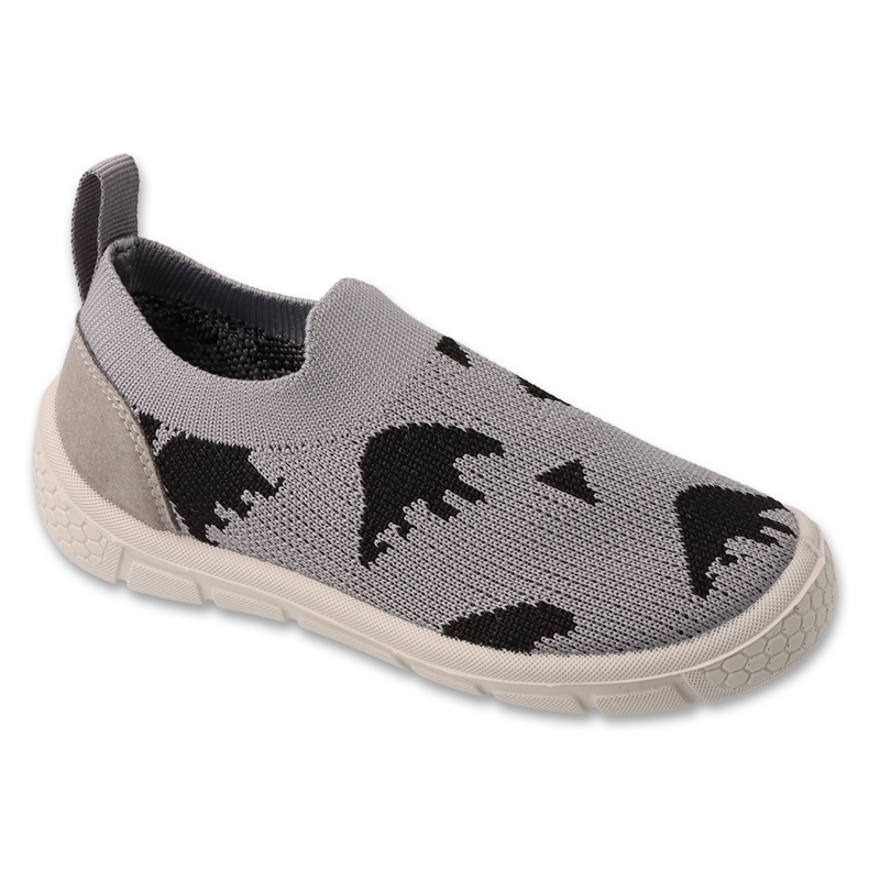 Chaussons enfant Befado, gris 102X005, appliqué ours noir