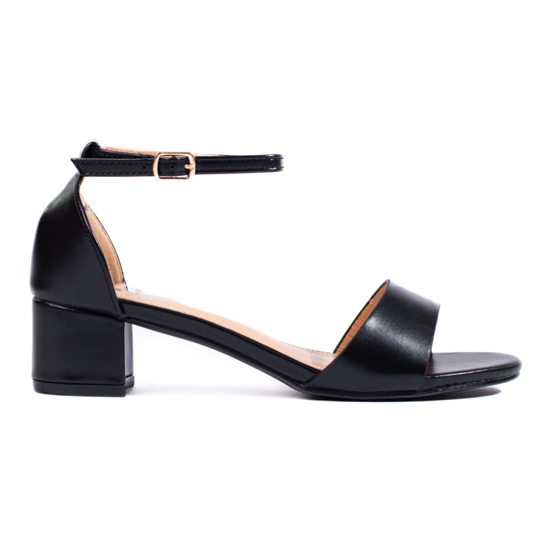 Sandales classiques élégantes pour femmes sur un talon bas Shelovet noir le noir