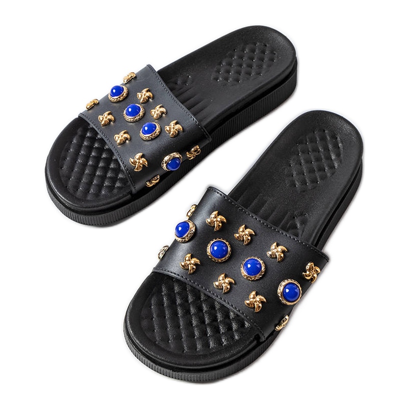 Claquettes noires décorées de Montesarchio le noir