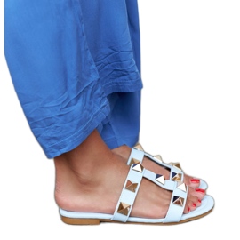 Mules bleues à clous Mazzi