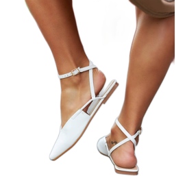 Lazzaro ballerines blanches à talon ouvert