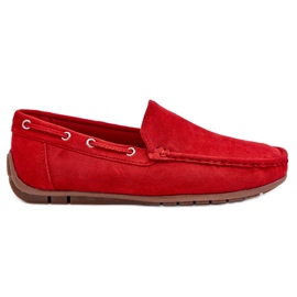 Mocassins à enfiler en daim Rayan Red pour hommes rouge