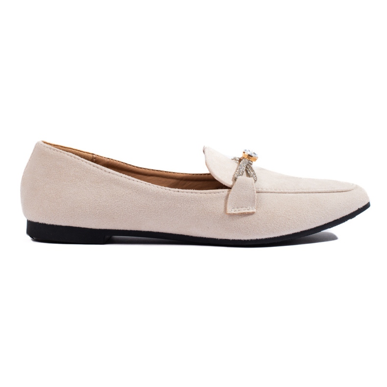 Mocassins sans lacets ornés en daim beige Shelovet