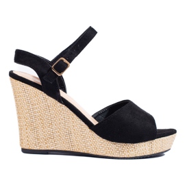 Espadrilles compensées hautes noires Shelovet