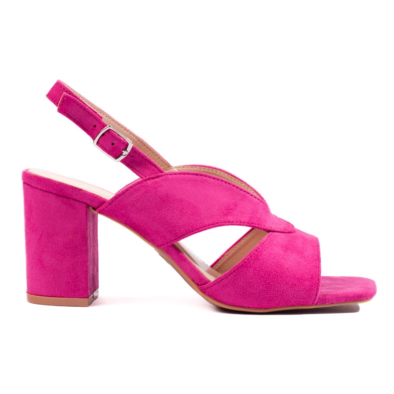 Sandales à talons hauts en daim fuchsia de Vinceza rose