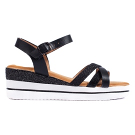 Sandales compensées Shelovet noires pour femmes