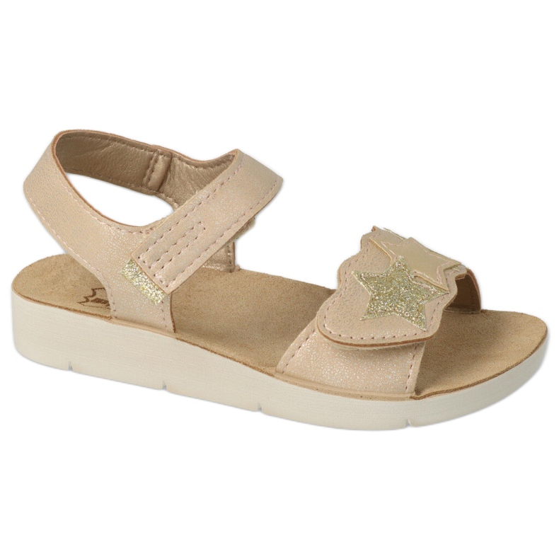 Sandales pour enfants Befado avec étoile décorative 068Y004 beige et or d'or