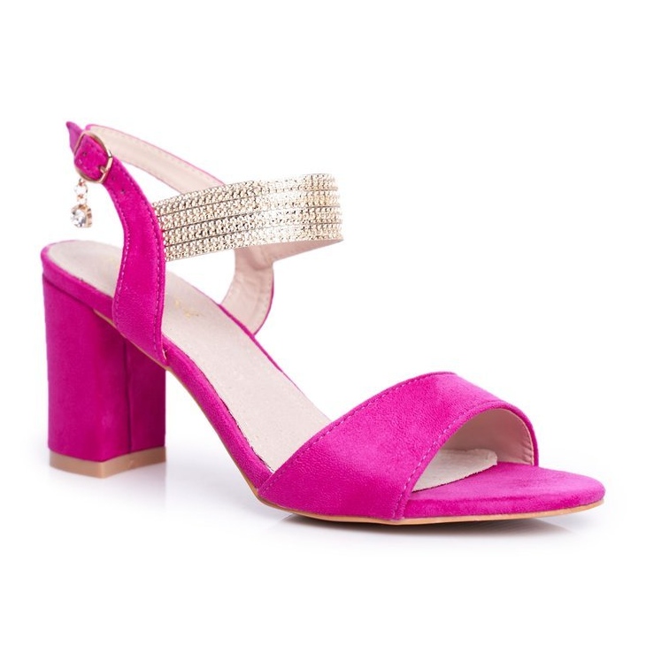 S.Barski Sandales Talon Femme Daim Fuchsia rose