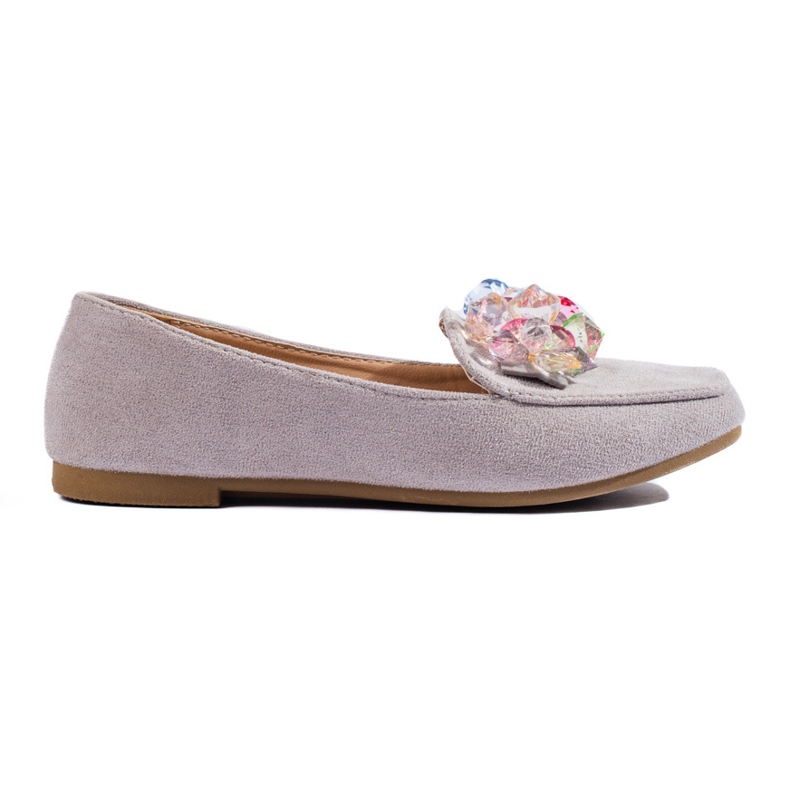 Mocassins en daim gris avec cristaux de Shelovet