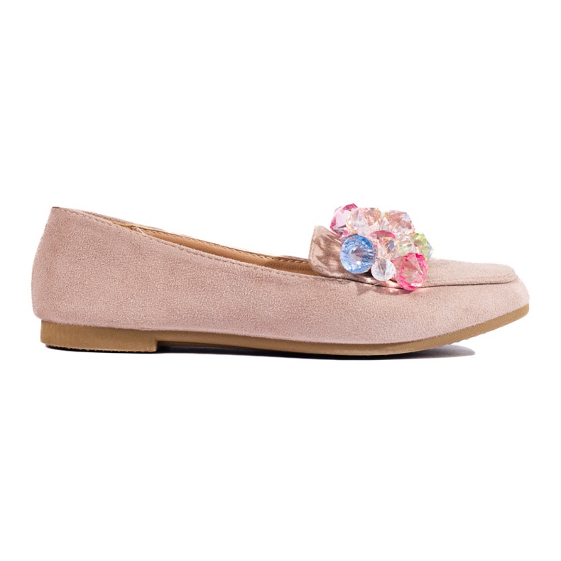 Mocassins en daim beige avec cristaux de Shelovet
