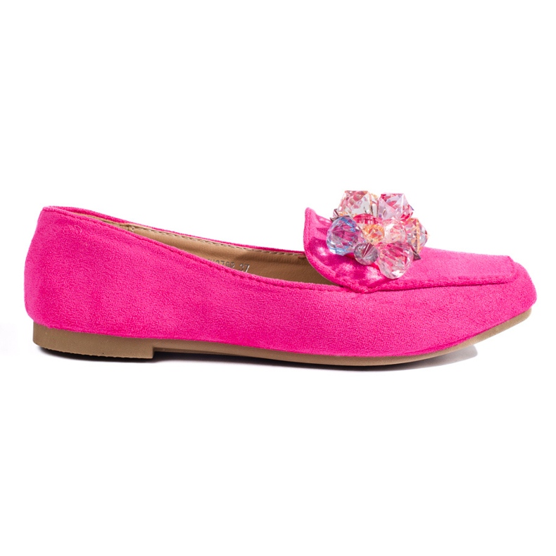 Mocassins Shelovet en daim rose avec cristaux
