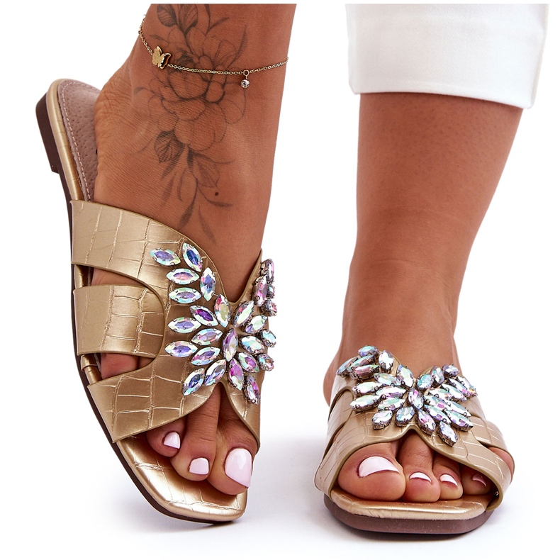 Chaussons Avec Pierres Décoratives S.Barski 617-22 Doré d'or