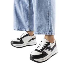 Baskets noires à empiècements scintillants de Lang blanc