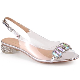 Sandales plates argentées avec zircons S.Barski MR1037-11 Sandales plates argentées avec zircons S.Barski MR1037-11