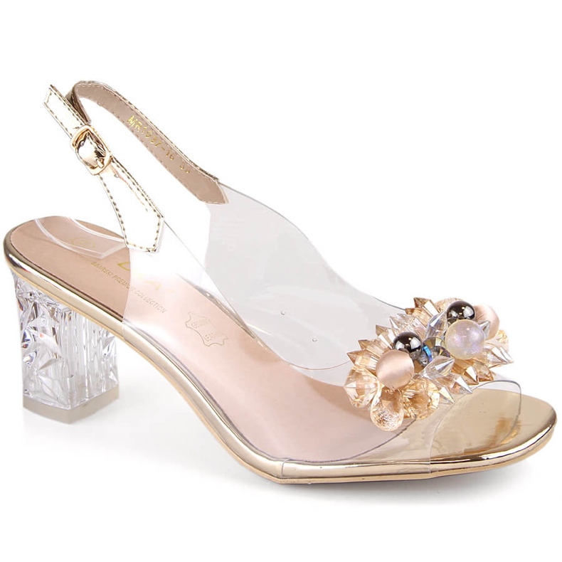 Sandales femme or transparent avec perles zircons S.Barski MR1037-16 d'or