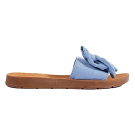 Chaussons femme nœud Shelovet bleus Chaussons femme nœud Shelovet bleus