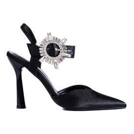 Escarpins à talons noirs en satin de Shelovet