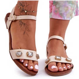 Sandales Classiques Femme Avec Ornements S.Barski SS27-79 Beige noir