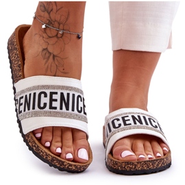 Chaussons En Liège Avec Zircon Blanc Be Nice blanche
