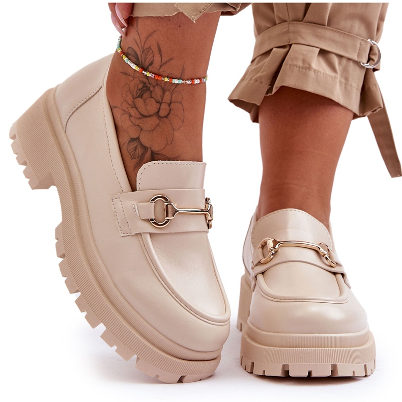 PS1 Mocassins Plateforme Classiques Femme Beige Miracle PS1 Mocassins Plateforme Classiques Femme Beige Miracle