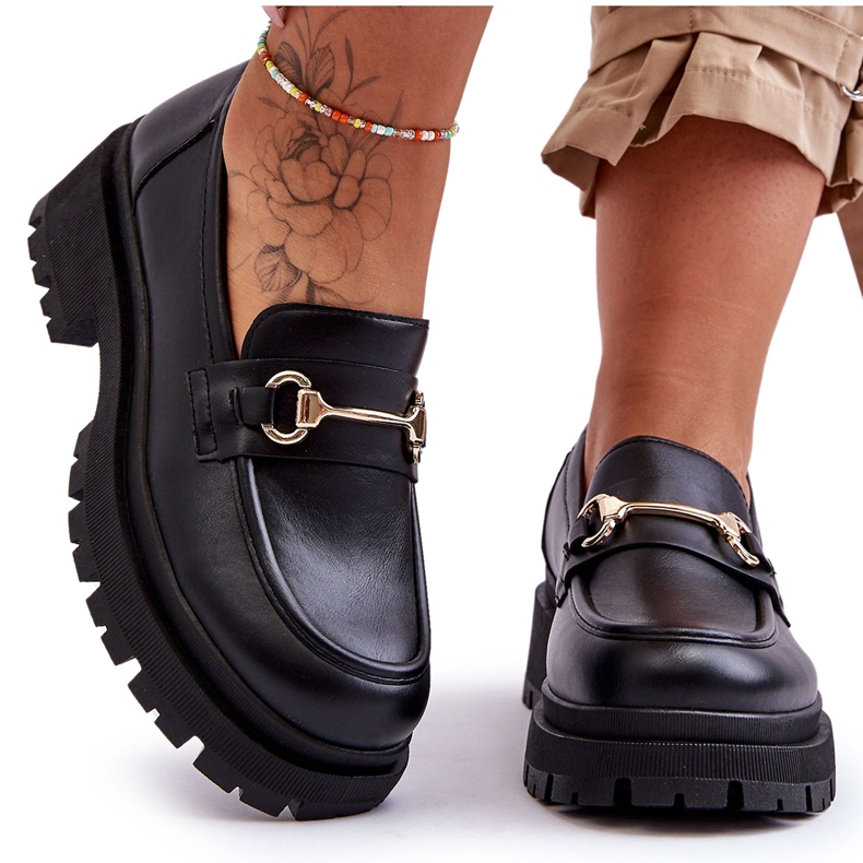 PS1 Mocassins à plateforme classiques pour femmes Black Miracle le noir
