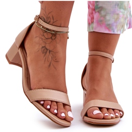 Sandales à Talons Cuir Beige Uni Inspire Me!