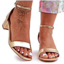 Sandales en cuir à talons or uni Inspire Me! doré